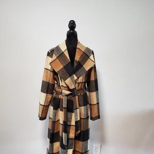 IMNYC Plaid Wrap Coat Size M
